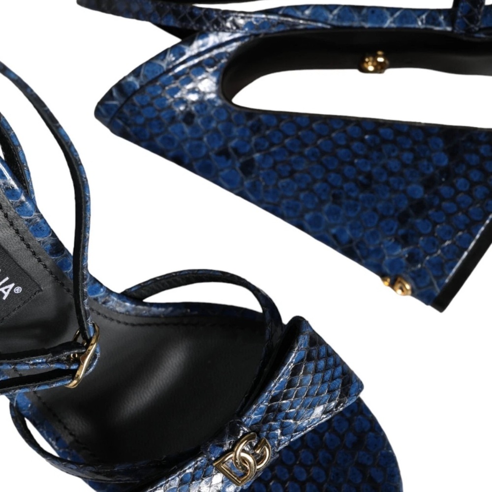 Dolce Gabbana Python Leather Blue Platform High H… - image 7